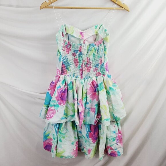 All That Jazz Women's Multicolor Fit & Flare Dress Smocked V-Neck Ruched Size S - Picture 2 of 10